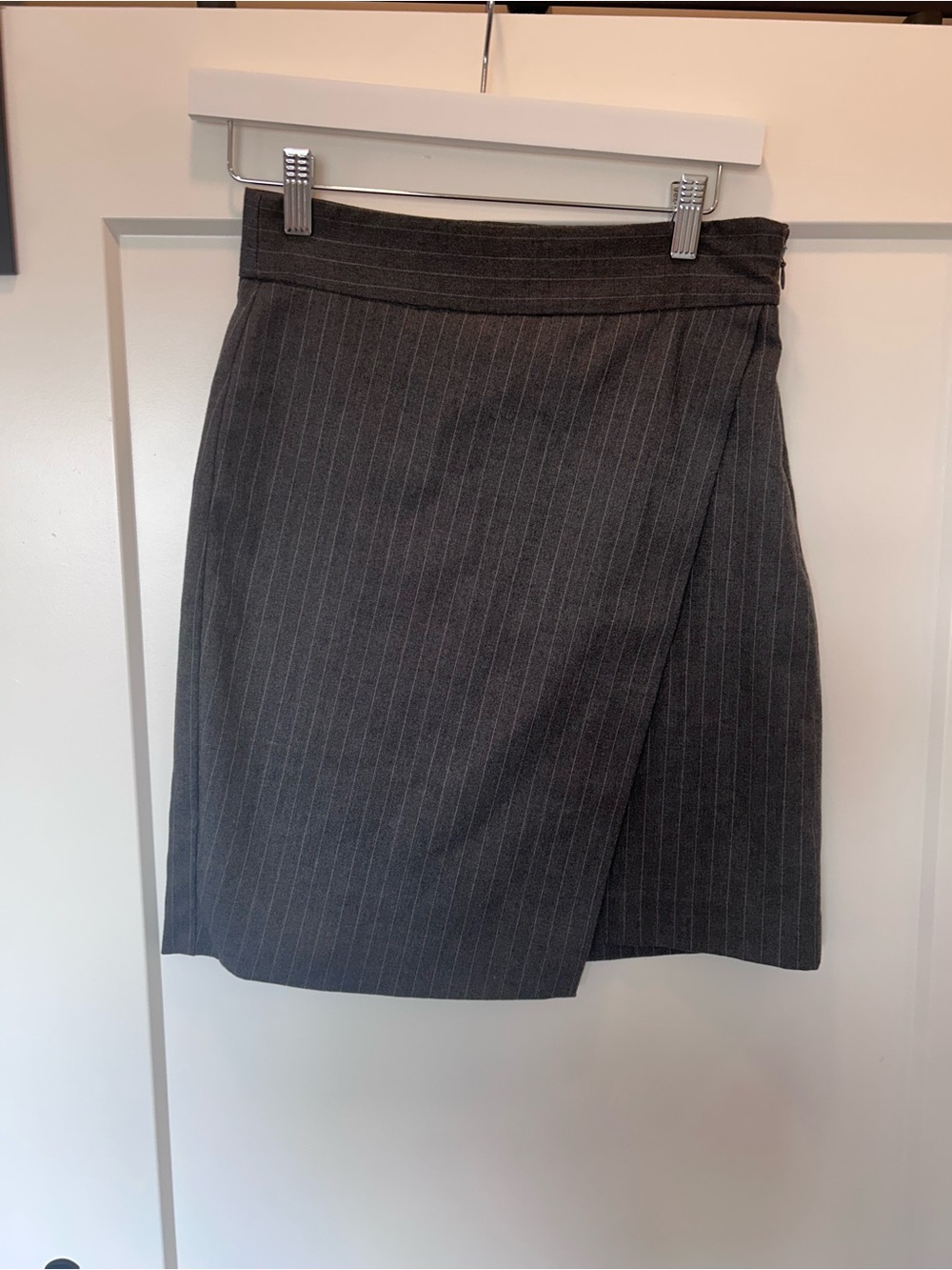 RW&CO. Grey Pinstripe Wrap-Style Pencil Skirt